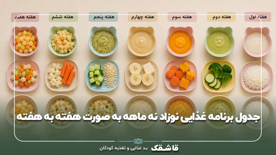 جدول برنامه غذایی نوزاد نه ماهه به صورت هفته به هفته 1 جدول برنامه غذایی نوزاد نه ماهه به صورت هفته به هفته